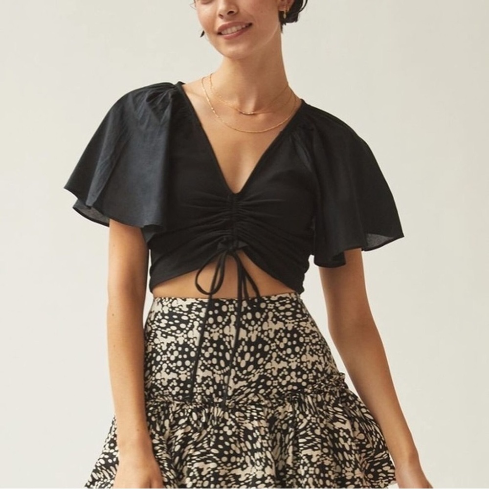 Maeve X Anthropologie Cinched Cropped Top Lolita Blouse